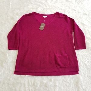 NWT J. Jill Quarter Sleeve Linen knit Top